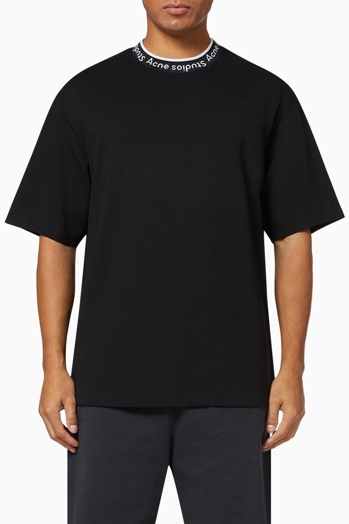 

Logo Ribbed Crewneck Viscose-Blend T-Shirt, Black