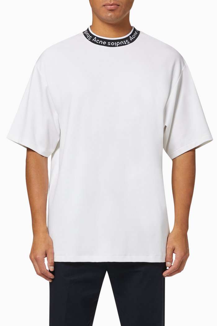 

Logo Ribbed Crewneck Viscose-Blend T-Shirt, White