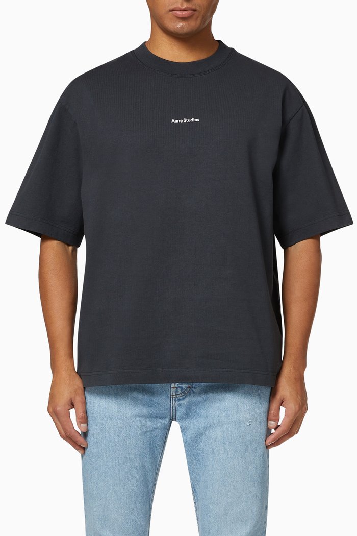 Logo Garment-Dyed Cotton T-Shirt, Black