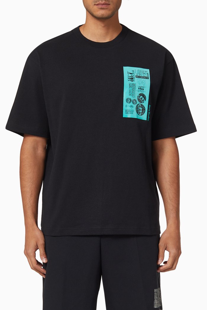 

Extorr Music Print T-shirt in Cotton, Black