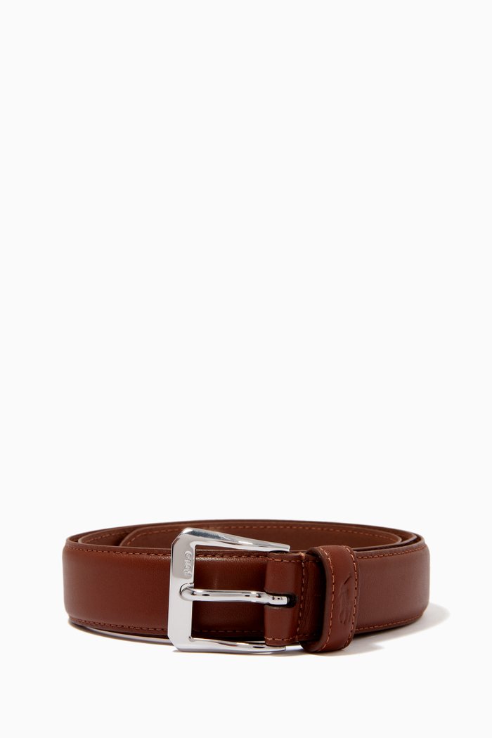 

Buckle Belt in Leather, Brown