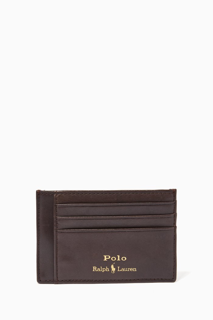 

Money Clip Card Case in Leather, Brown