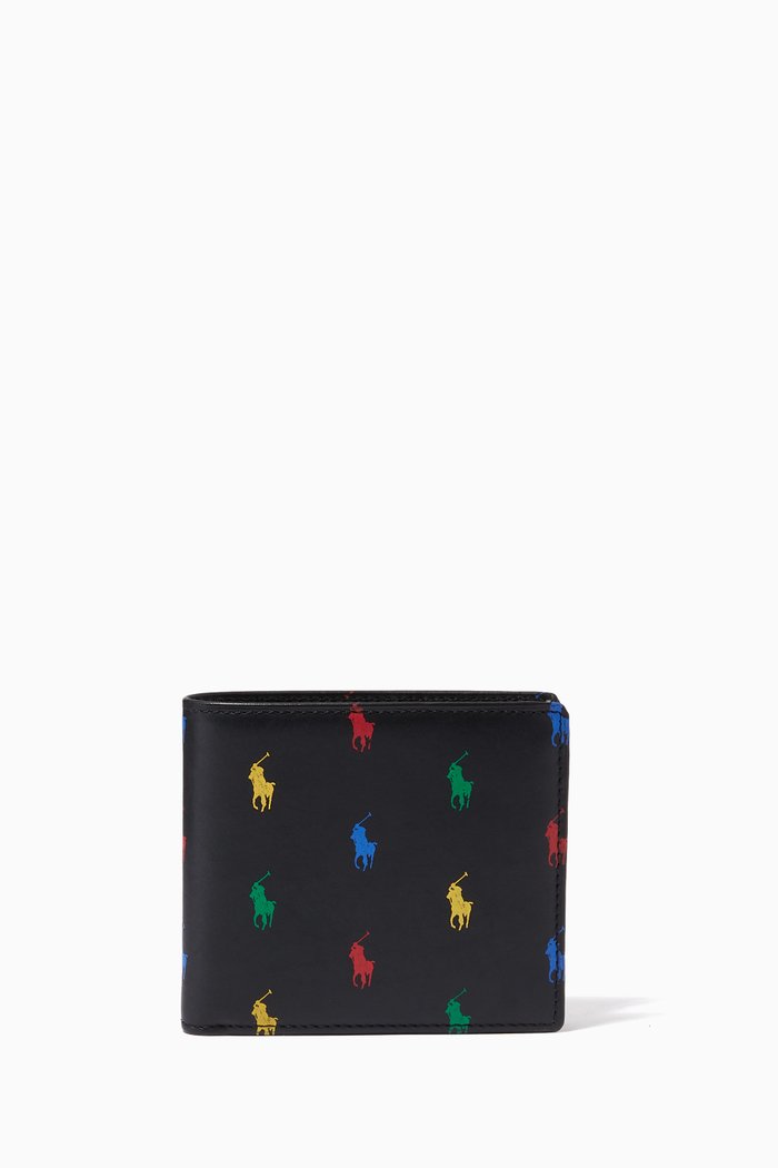 

Multicolour Pony Bi-fold Wallet in Leather, Black