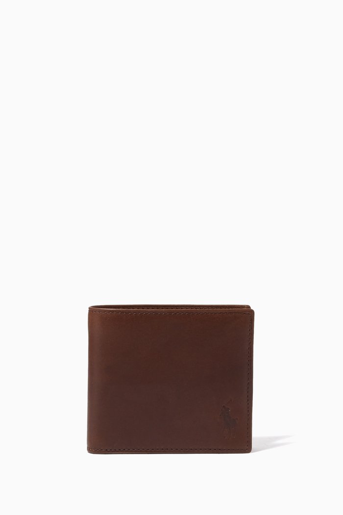 

Camo Interior Billfold Wallet in Leather, Brown