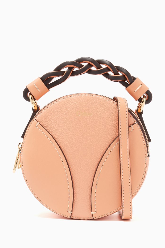 

Mini Daria Round Bag in Grained & Shiny Calfskin, Pink