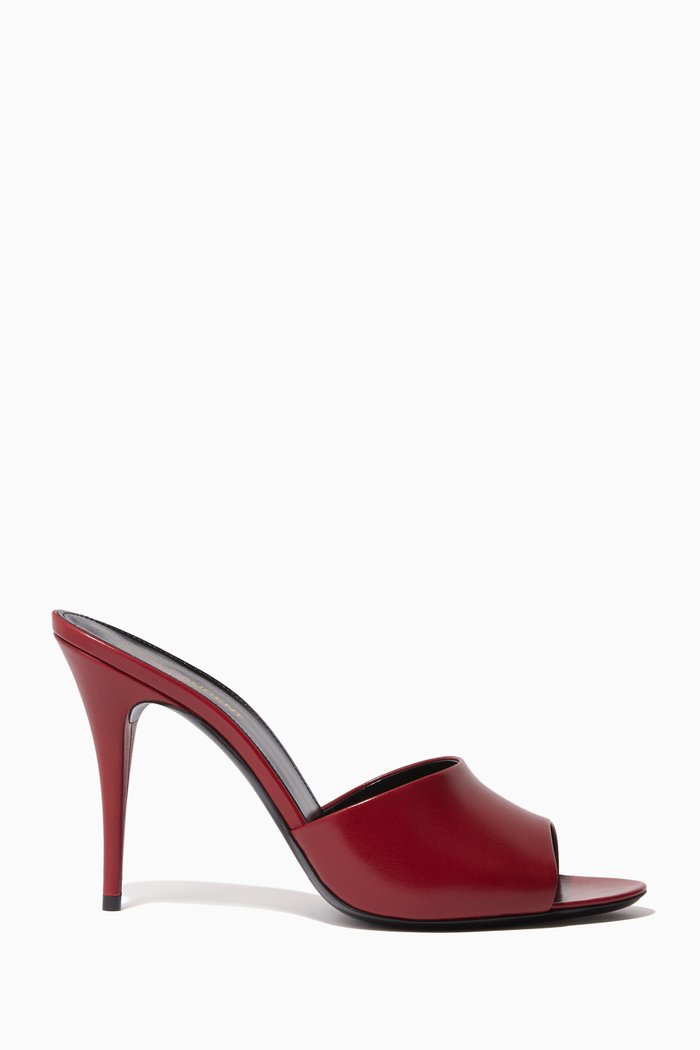 LA 16 Mules in Smooth Leather, Red