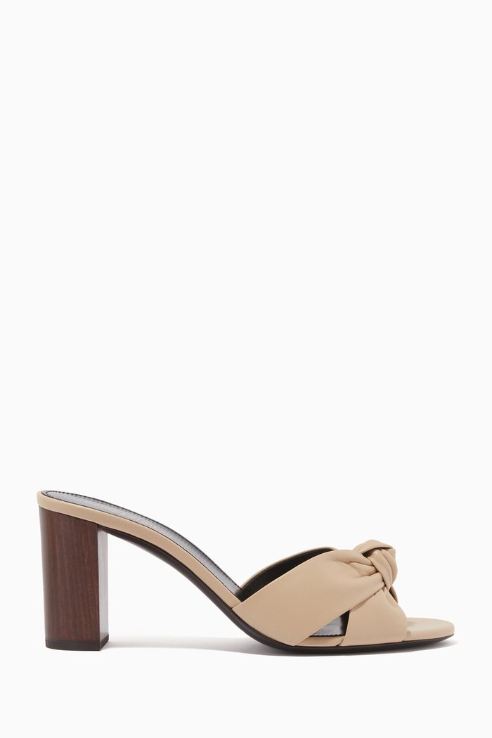 

Bianca 75 Mules in Nappa & Wood, White