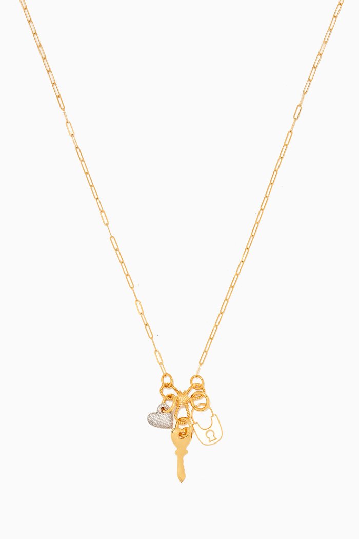 

Key & Lock Charm Necklace in 24k Gold Plated Sterling Silver