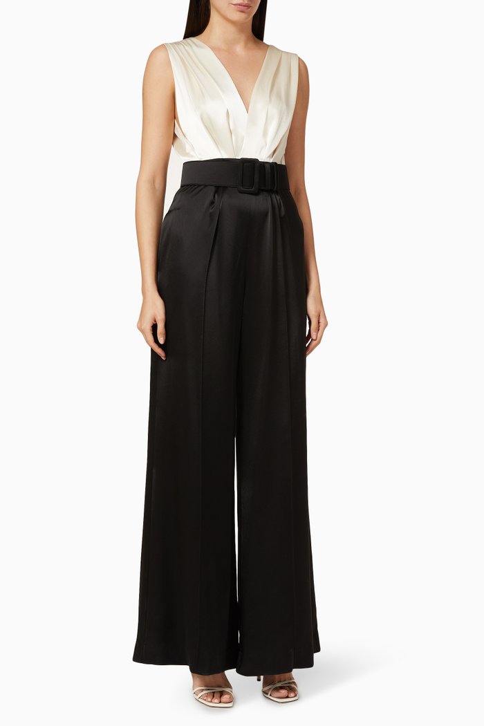 

Keaton Colour-block Satin Jumpsuit, White