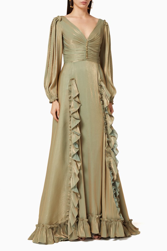 

Selda Iridescent Georgette Gown, Gold