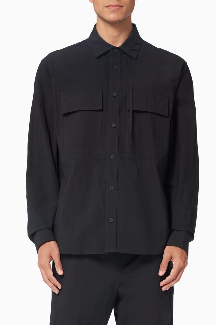 Laced Long Sleeve Shirt, Black