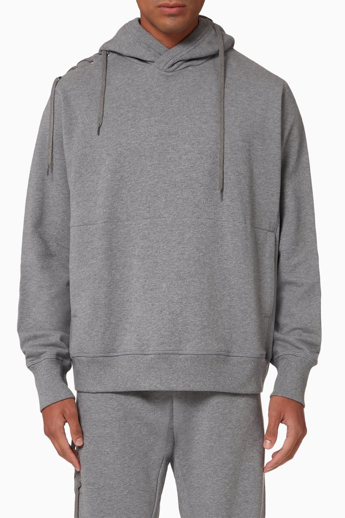 

Lace-Trimmed Cotton Hoodie, Grey