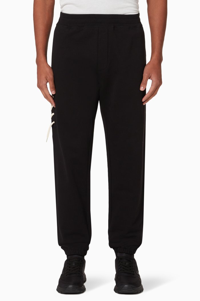 

Lace-Trimmed Cotton Sweatpants, Black