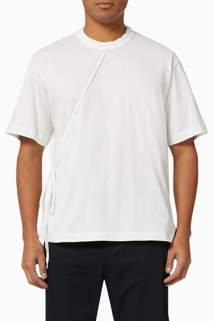 

Lace-Up Cotton T-Shirt, White