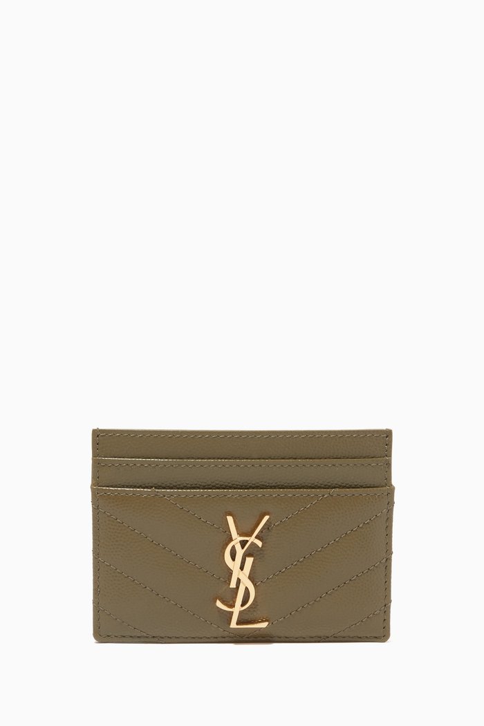 

Cassandre Card Case in Matelassé Leather, Green