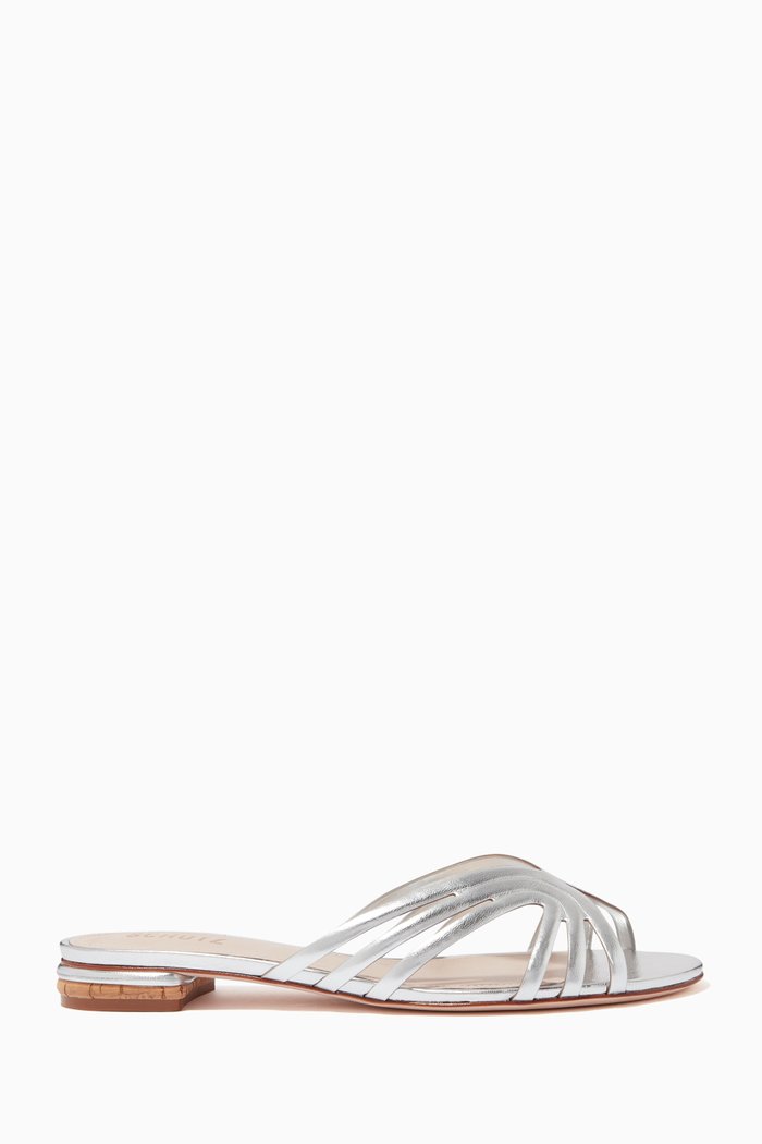 

Freshfull Slide Sandals in Metallic Leather, Silver