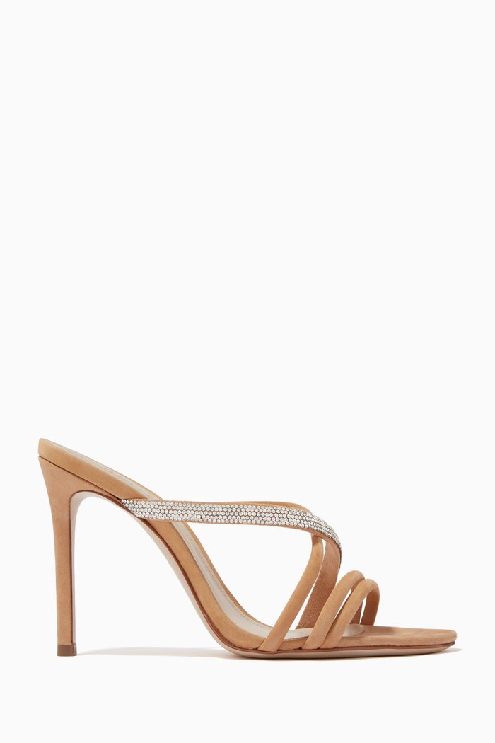 

Armina Mule Heel Sandal in Suede Leather, Neutral