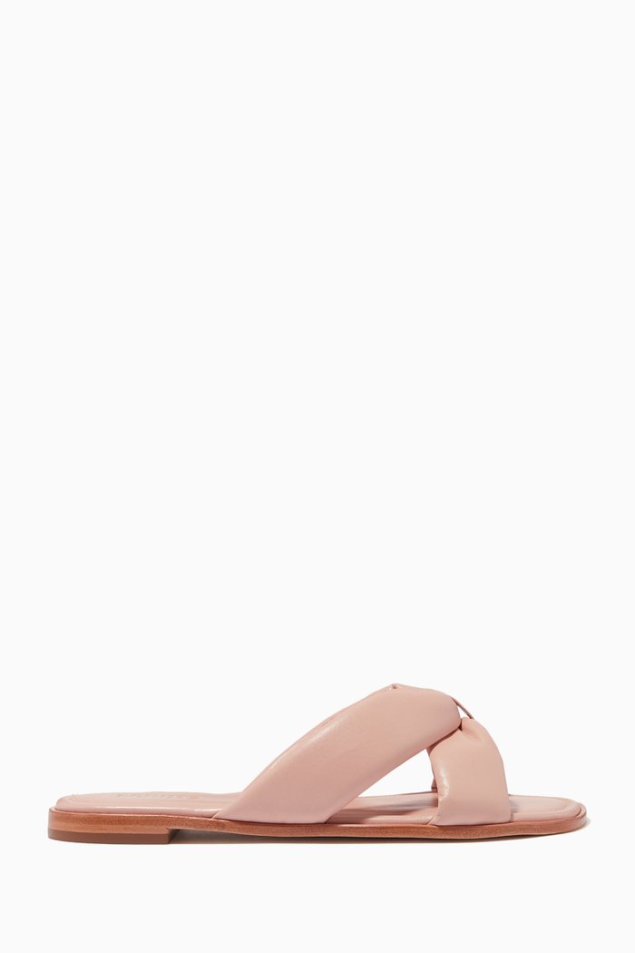

Puffy Slide Sandals in Nappa Leather, Neutral