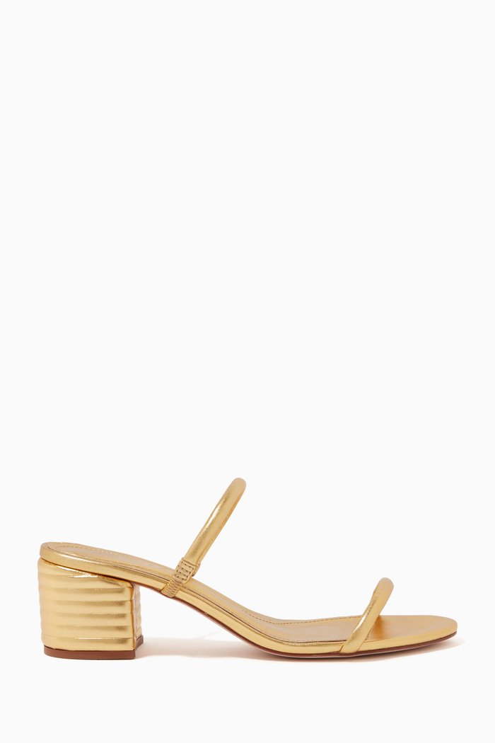 

Glam Mule Sandals in Metallic Leather, Gold