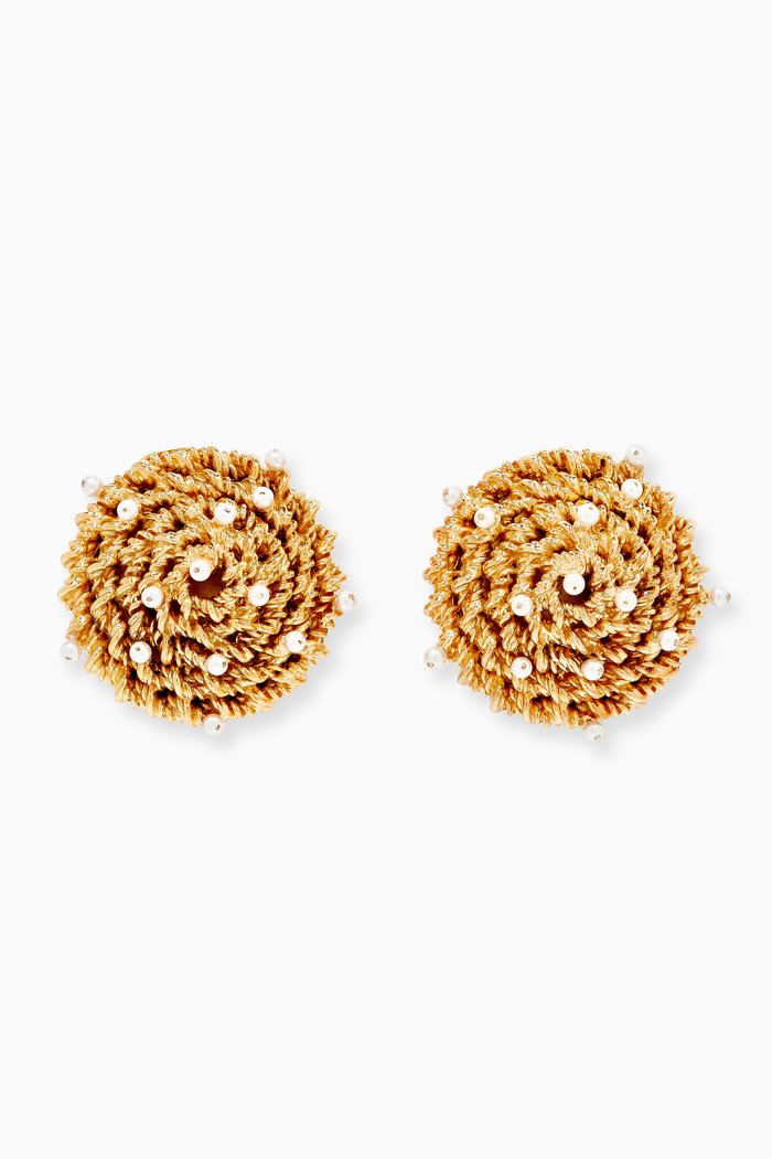 

Modern Vintage Stud Earrings with Mini Pearls in 18kt Gold-plated Brass