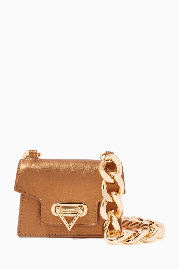 

Bebe Tresor Shoulder Bag in Laminated Leather, Metallic