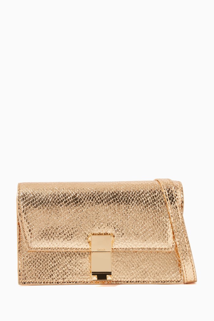

Kio Crossbody Bag in Metallic Leather, Gold
