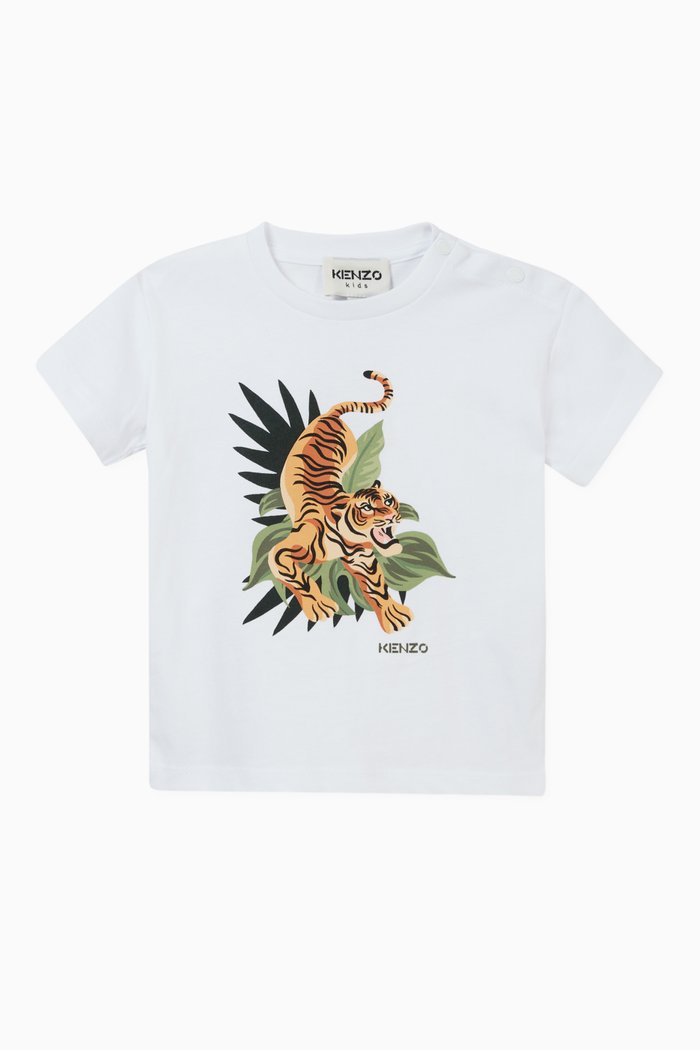 

Tropical Tiger T-shirt in Organic Cotton, White