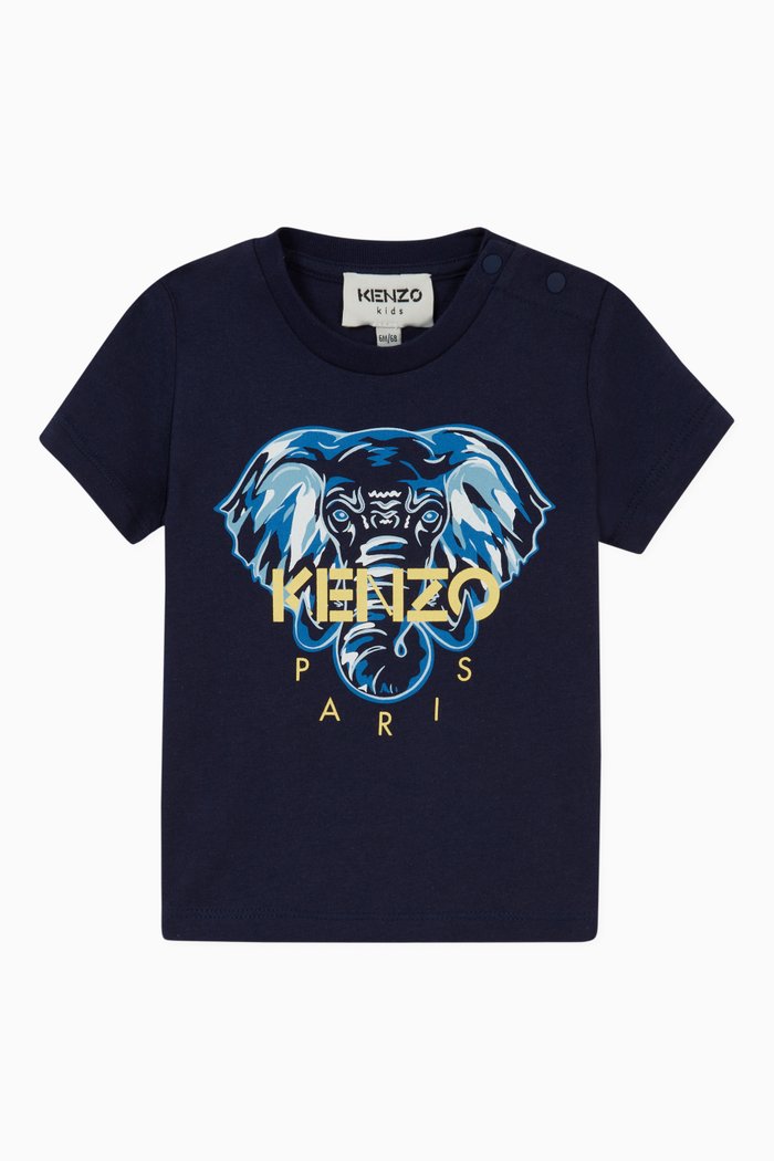 

Kenzo Elephant Graphic T-shirt in Organic Cotton, Blue