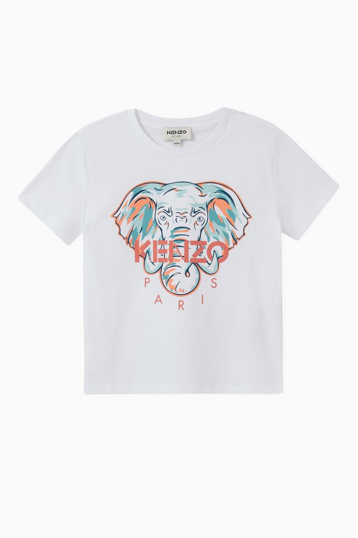 

Kenzo Elephant Graphic T-shirt in Organic Cotton, White
