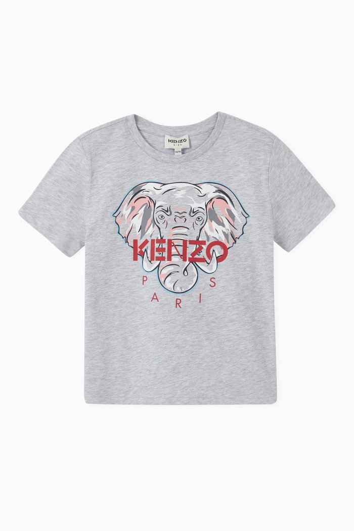 

Kenzo Elephant Graphic T-shirt in Organic Cotton, Grey