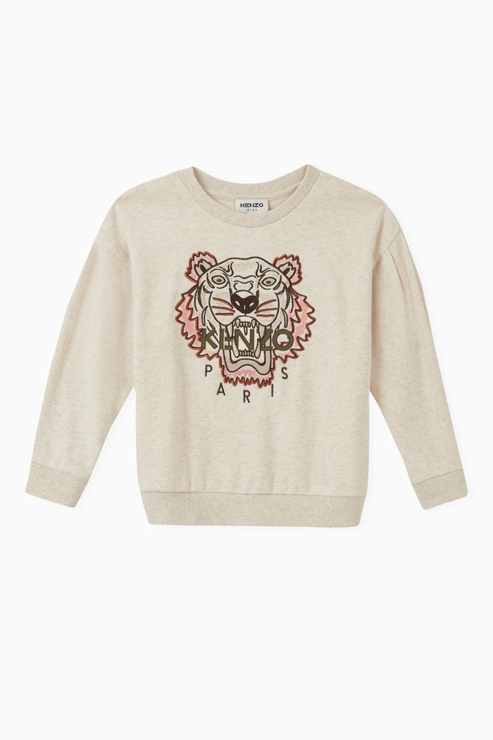 Kenzo Tiger Sweatshirt in Cotton, Neutral