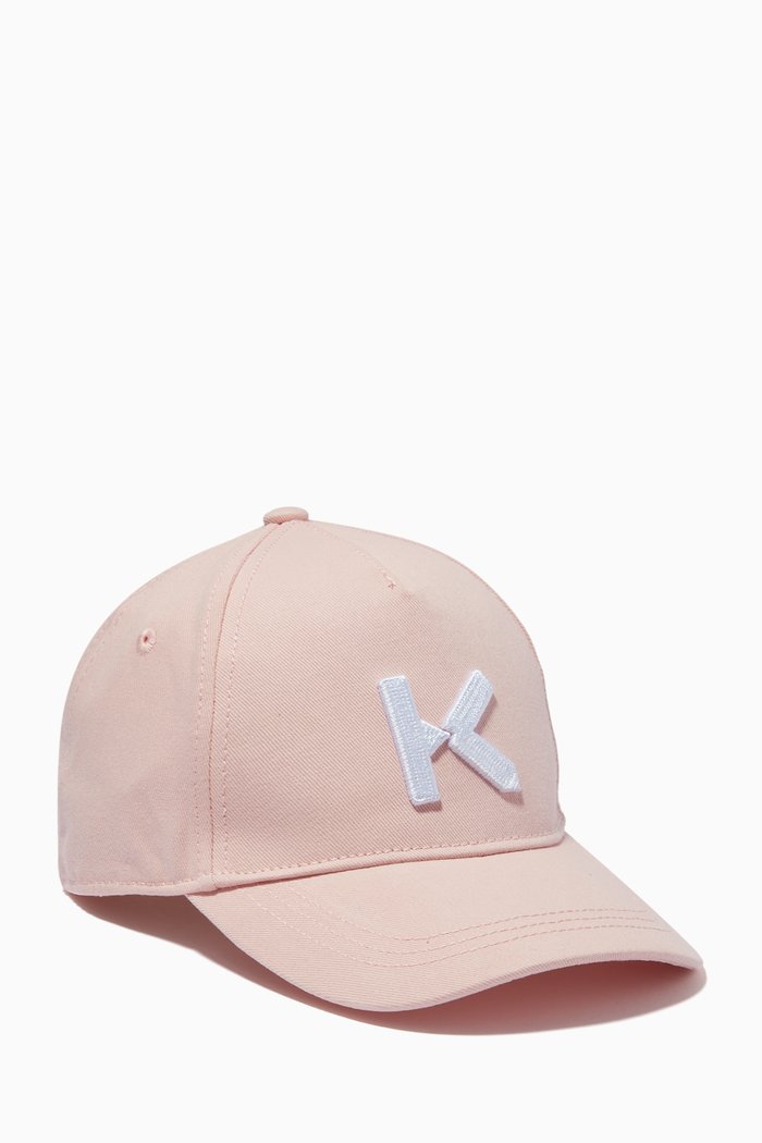 

K-logo Embroidered Baseball Cap in Cotton, Pink