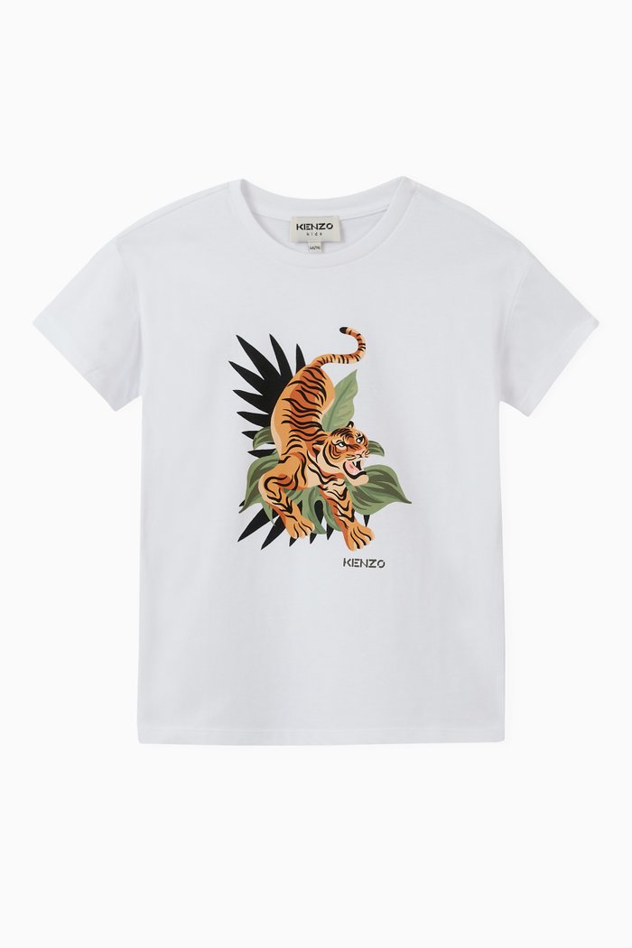 

Tropical Tiger Graphic T-shirt in Organic Cotton, White