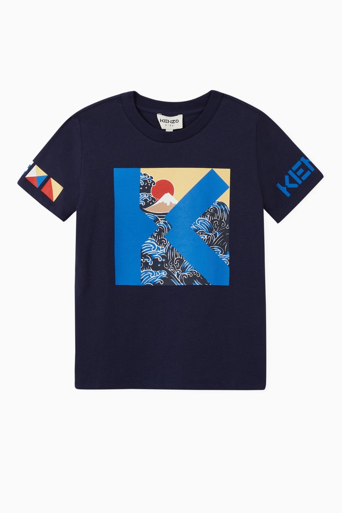 

Kenzo Wave Graphic T-shirt in Cotton, Blue