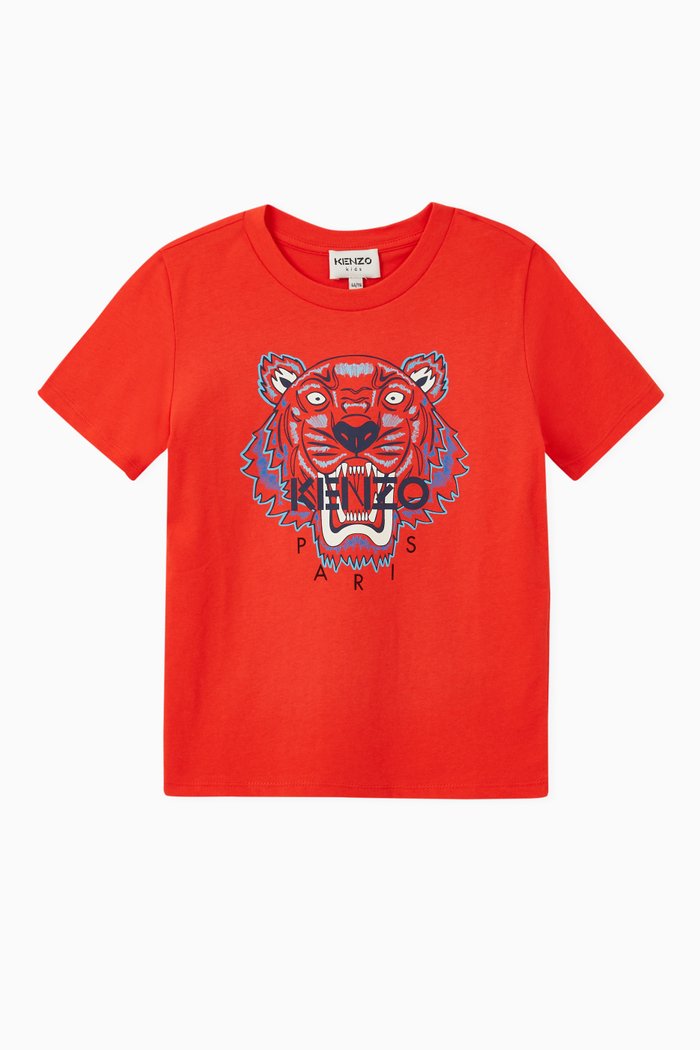 

Kenzo Tiger Graphic T-shirt in Cotton Jersey, Red