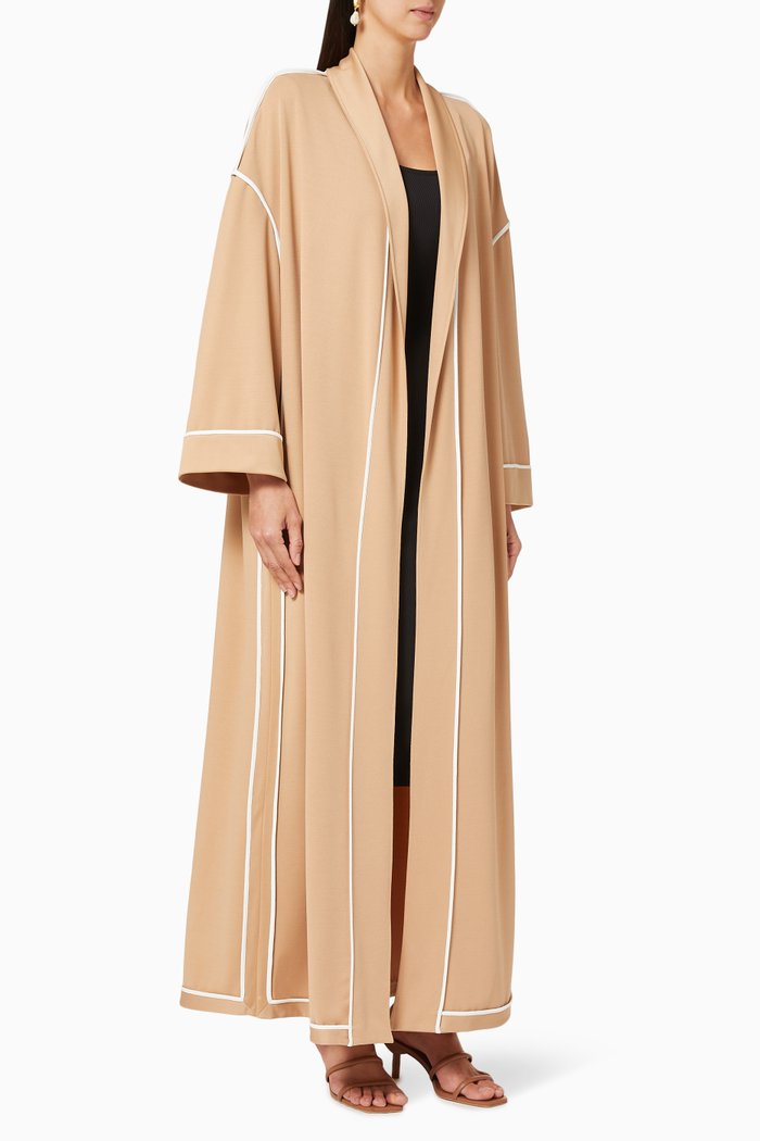 

Contrast Piping Reversible Abaya, Neutral