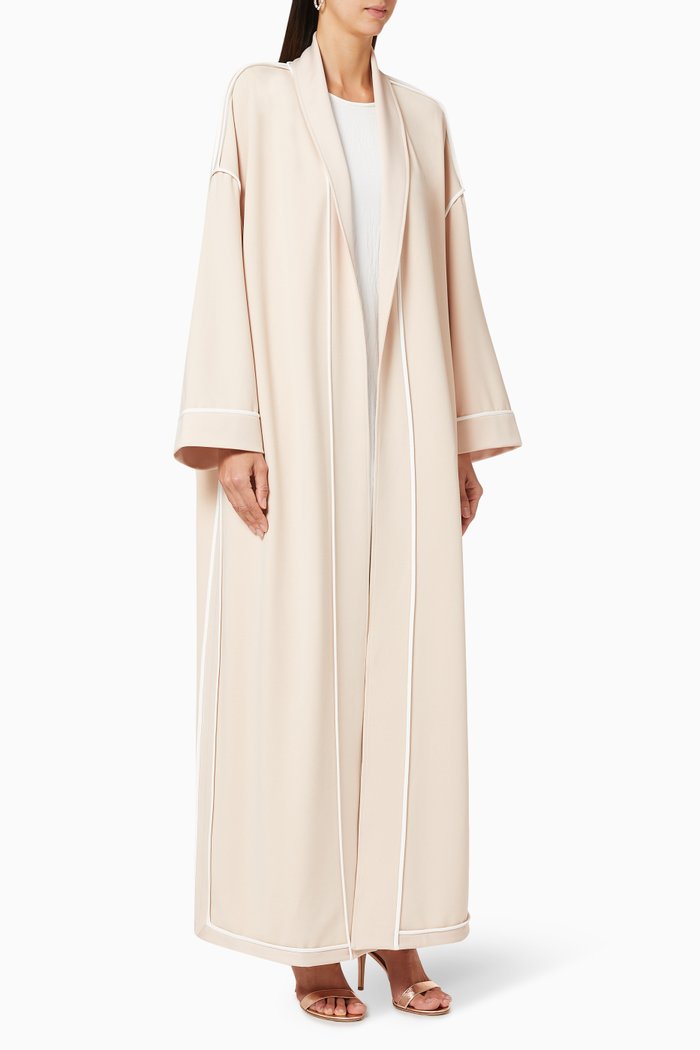 

Contrast Piping Reversible Abaya, Neutral