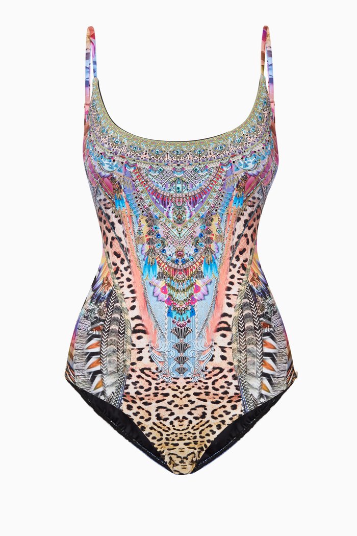 

Animal Printed One-Piece Swimsuit, Blue