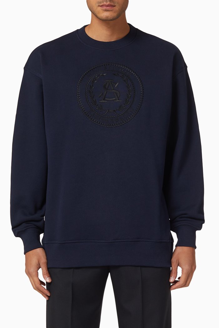 

Embroidered Sweatshirt in Cotton, Blue