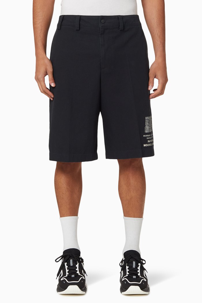 Logo Tape Shorts in Cotton, Black