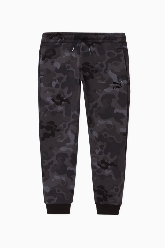 Classics Camo Print Cotton Sweatpants, Black