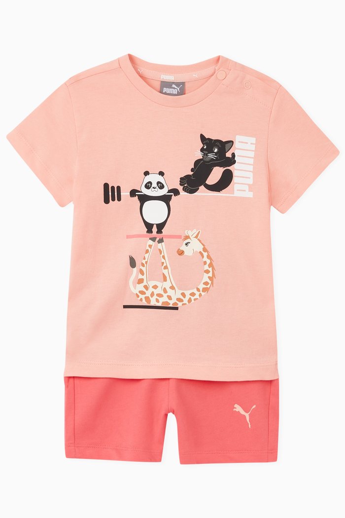

Panda & Giraffe T-shirt and Shorts Set, Pink
