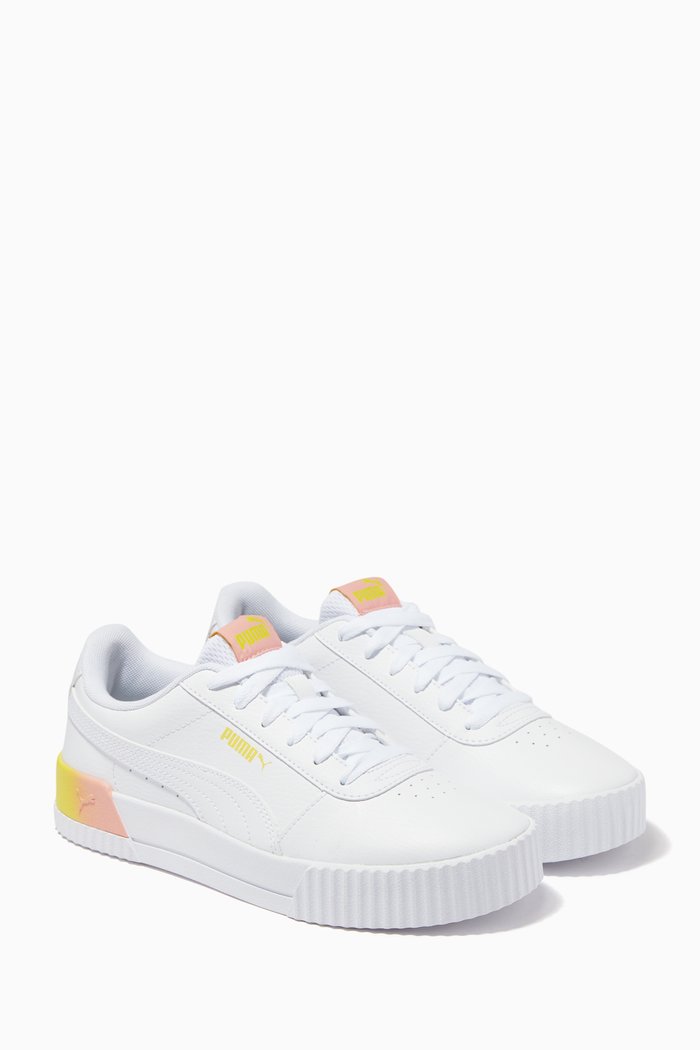 

Carina Summer Fade Sneakers in Leather & Mesh, White
