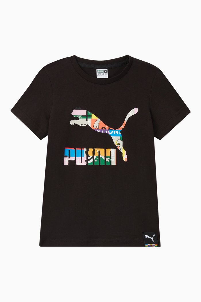 

International Logo Cotton T-shirt, Black