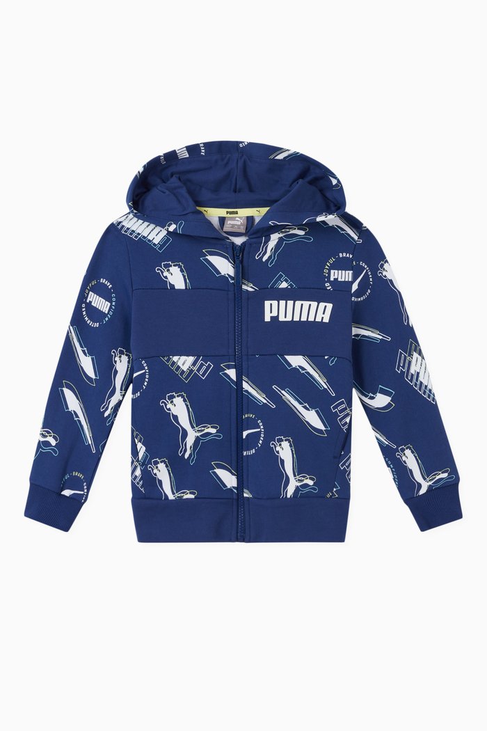 

Alpha Logo Zip Cotton Hoodie, Blue