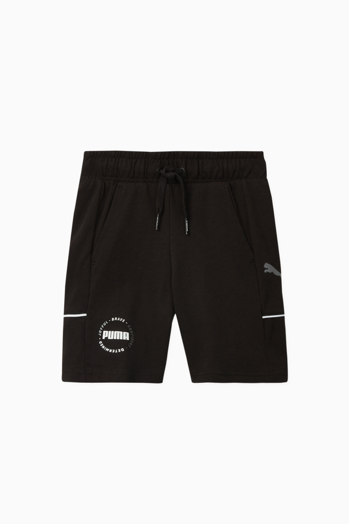 

Alpha Logo Cotton Shorts, Black