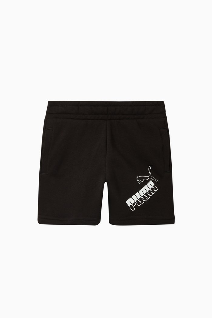 

Amplified Logo Cotton Shorts, Black
