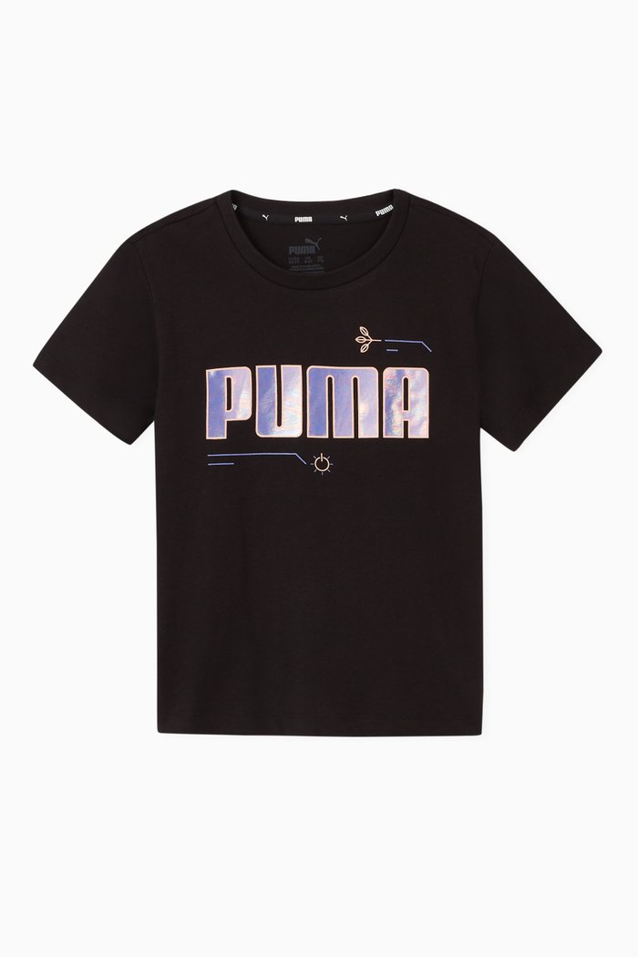

Alpha Floral Logo Cotton T-shirt, Black