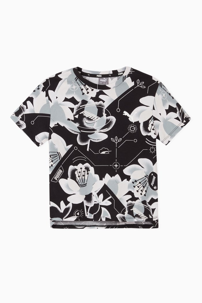 

Alpha Floral Cotton T-shirt, Black