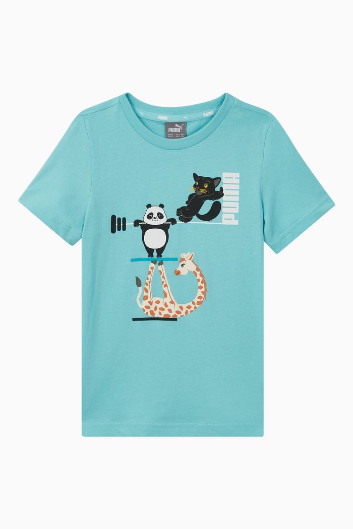 

Paw Panda & Giraffe Cotton T-shirt, Blue